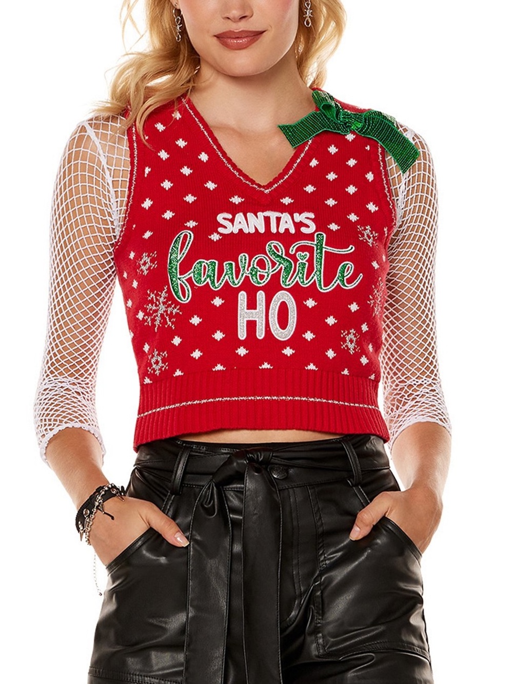 NWT Spencer's "Santa's Favorite Ho" Christmas Sweater Vest SIZE MEDIUM